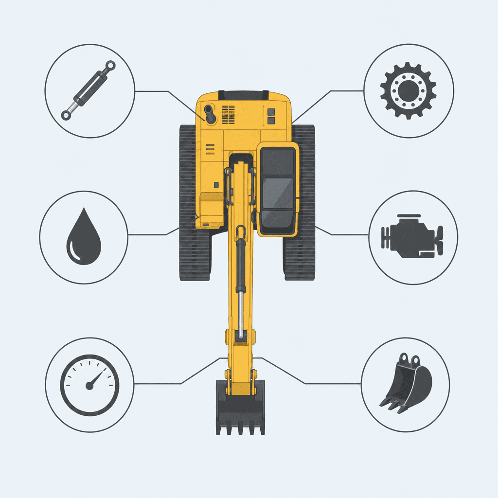 Excavator inspected across hydraulics, undercarriage and structure